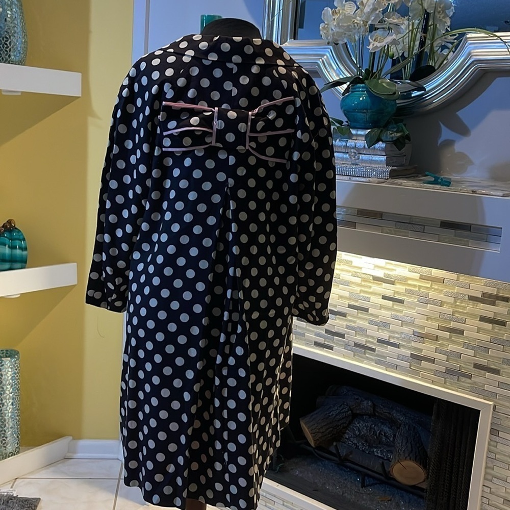 3 Sisters polka dot short lined mob wife trench coat L - Picture 5 of 10
